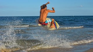 Skimboarding Training on Small Waves  Cesar Caminero [upl. by Ecnarret]