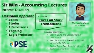 Lecture 03 Capital Gains Tax on Stock Transactions Dealings in Property Income Taxation [upl. by Alinoel367]