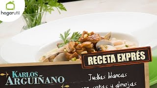 Receta Exprés Judías blancas con setas y almejas [upl. by Anhej]