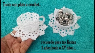 Tacita con plato a crochet o ganchillo fácil diadelasmadres crochet recuerdosnorma [upl. by Evangelina]