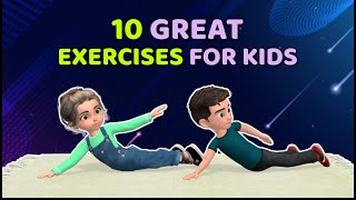 10 GREAT EXERCISES FOR KIDS STRETCHING AND STRENGTHENING [upl. by Atahs]