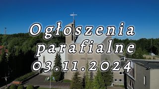 Ogłoszenia parafialne 3 listopada 2024 [upl. by Elleb175]