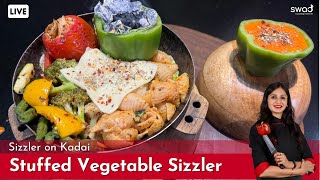 Stuffed Vegetable Sizzler in Kadai  How to make Sizzler without sizzler plate or tawa  वेज सिझलर [upl. by Tanaka]