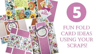 🌟5 Fun Fold Cards🌟 Using Your Paper Scraps [upl. by Cory]