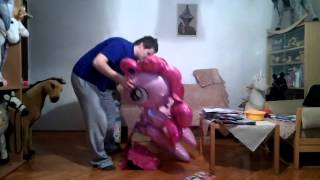 Mylar airwalker balloon inflation with helium  Pinky Pie pony  horse part one [upl. by Cornall]