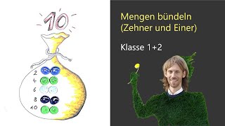 Klasse 1 Mengen bündeln Zehner und Einer  immer 10 in einen Sack Unterricht Lehrer Wirth [upl. by Oleusnoc294]