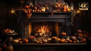 Cozy Autumn Fireplace with Crackling Fire Ambience  4K 🍁🔥🍂 [upl. by Anileva]