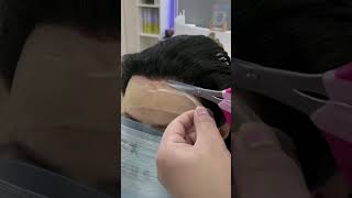 wig replacement hairline repair custom wig customhairline customline haircut barbershop hair [upl. by Uyekawa]