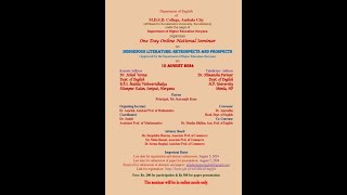 National Seminar on Indigenous Literature Retrospects and Prospects 10th August 2024 [upl. by Eidorb]