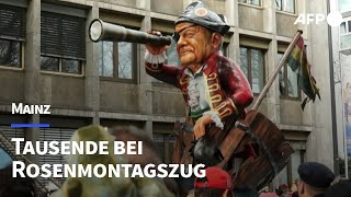 Rosenmontagszug in Mainz nimmt Politiker aufs Korn  AFP [upl. by Charlena549]