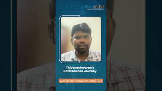 Thiyaneshwarans Data Science Career Success Story  datascience datamitesreviews [upl. by Zelten]