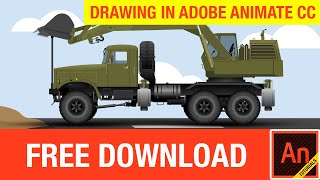 Truck Drawing in Adobe Animate CC FREE Download [upl. by Yrkcaz699]