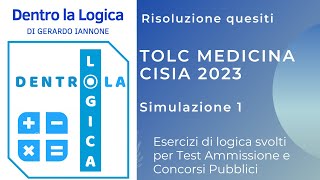 TOLC Medicina Quesiti Simulazione CISIA 2023  allenamento 1 [upl. by Netsirc]