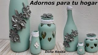 DIY 3 manualidades con reciclaje de botellas y frascos de vidrio  manualidades facil de hacer [upl. by Latsyek]