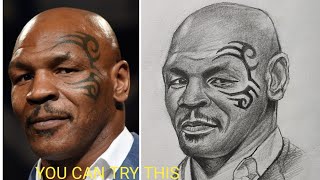 Mike Tyson portrait drawing with Andrew Loomis method Drawing painting sketch artsquare85 [upl. by Nylassej]