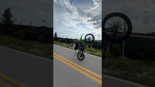 Kx 450 drop back drop dropback rideout rider bikelife 2024 wheeliebike dirtbike [upl. by Obmar]