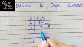 Decimal to octal  Decimal to octal conversion in urdu  Mathematics Champion [upl. by Opportina]