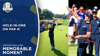 Viktor Hovland Hits Incredible HoleInOne on Par 4  2023 Ryder Cup [upl. by Lanoil]