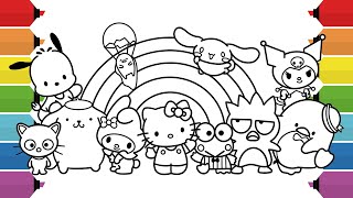 Sanrio Characters Coloring Pages  Hello Kitty Kuromi My Melody Pompompurin Cinnamoroll Keroppi [upl. by Tolkan43]