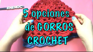 5 OPCIONES GORROS MISMO PASO A PASO IDEAS ganchillo crochet [upl. by Moore583]