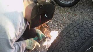 JEEP CJ7 spring over lift pt 4  welding on the perches [upl. by Darce]