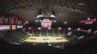 UGA cancels events at Stegeman Coliseum after part of ceiling falls in [upl. by Sybley]