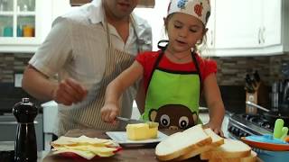 Gourmet GRILLED CHEESE sandwich made with my 3 year old [upl. by Naghem]