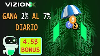 VIZIONX NUEVA MINERIA EN LA NUBE  BONUS CADA 6 HORAS  2 BONUS GRATIS HASTA EL 7 GANANCIA DIARIA [upl. by Genevra866]