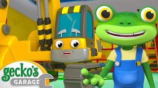 Eric Excavator Visits the Garage  Geckos Garage  Trucks For Children  Cartoons For Kids [upl. by O'Malley712]