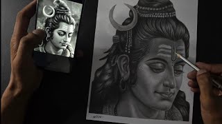 Shiv ji Drawing  Graphite Pancil Drawing tutorial 😍 [upl. by Ahseel590]