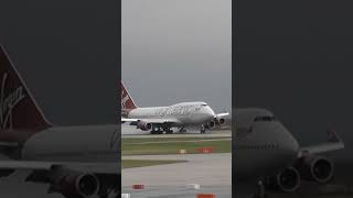 B747 Dep Manchester airport Vergin Atlantic aviation boeing planespotting pilot crew [upl. by Berkman]