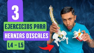 3 ejercicios para las HERNIAS DISCALES L4 L5 [upl. by Aynot]