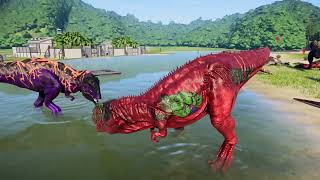 Tabosaurus Omega in Dinoverse life and battles vs all big dinosaurs Giganotosaurus Allosaurus [upl. by Lamahj]