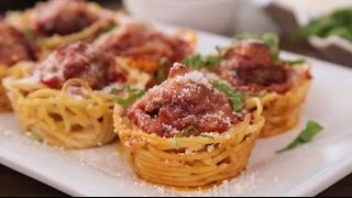 How to Make Spaghetti and Meatballs Muffin Bites  Appetizer Recipes  Allrecipescom [upl. by Alta]