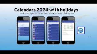 Calendars 2024 with holidays [upl. by Nylahs]