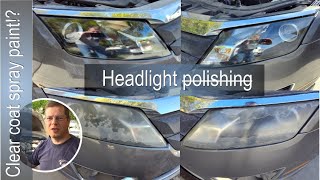 Headlight restoration with clear coat spray paint [upl. by Ayotnom]