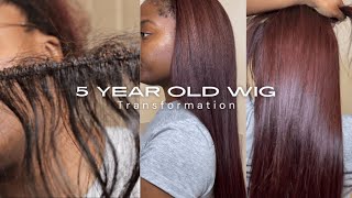 VLOG How I Transformed a 5 Year Old Wig  DIY Silk Press on 4c Hair  How to Make ClipIns [upl. by Payne]