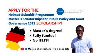 DAAD HelmutSchmidtProgramme Master’s Scholarships for Public Policy and Good Governance  PPGG [upl. by Aliber768]