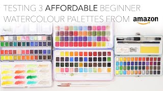 Testing Affordable Beginner Watercolour Palettes From Amazon [upl. by Lobell]