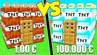 CASA DI TNT DA 1€ contro CASA DI TNT DA 100000€ su MINECRAFT [upl. by Vedis93]