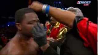 Marcos Maidana brushes Adrien Broners hair after beating him [upl. by Ydnam]