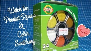 Koh I Noor Anilinky 24 Watercolors  Swatching and Review [upl. by Mitzi]