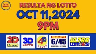 9PM Lotto Result Update Today Oct 11 2024 PCSO Complete [upl. by Carrington465]