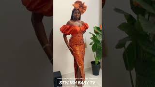 Orange Colour Lace Design For Ladies asoebigirls lacegown owanbestyles [upl. by Sidoeht679]