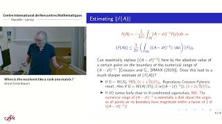 Anne Greenbaum When is the resolvent like a rank one matrix [upl. by Giacamo]