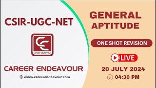 CSIRUGCNET  GENERAL APTITUDE  ONE SHOT REVISION  CAREER ENDEAVOUR [upl. by Udella215]