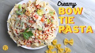 Creamy Bow Tie Pasta Easy Recipe  Quick White Sauce Pasta Recipe Veggie Pasta [upl. by Glassman176]