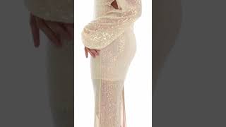 Tiarra Iridescent Sequin Long Sleeve Dress in Champagne [upl. by Vassili417]