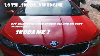 How to change the engine oil and filter in a Mk3 Skoda Fabia 10 tsi turbo charged petrol engine [upl. by Thebault706]