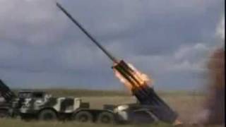 Russian BM27 Uragan MLRS [upl. by Inaffyt]